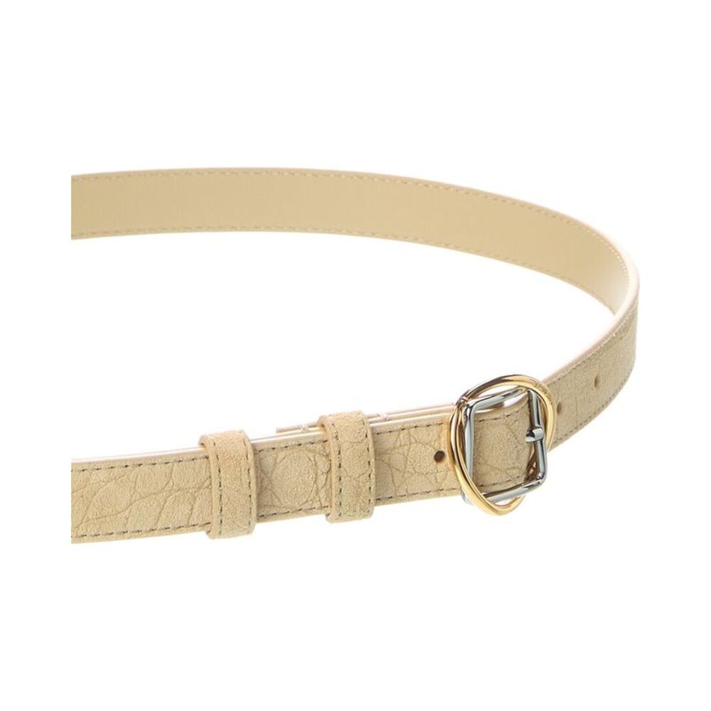 Jacquemus Salon Thin Croc-Embossed Suede Belt, Beige - Picture 2 of 2
